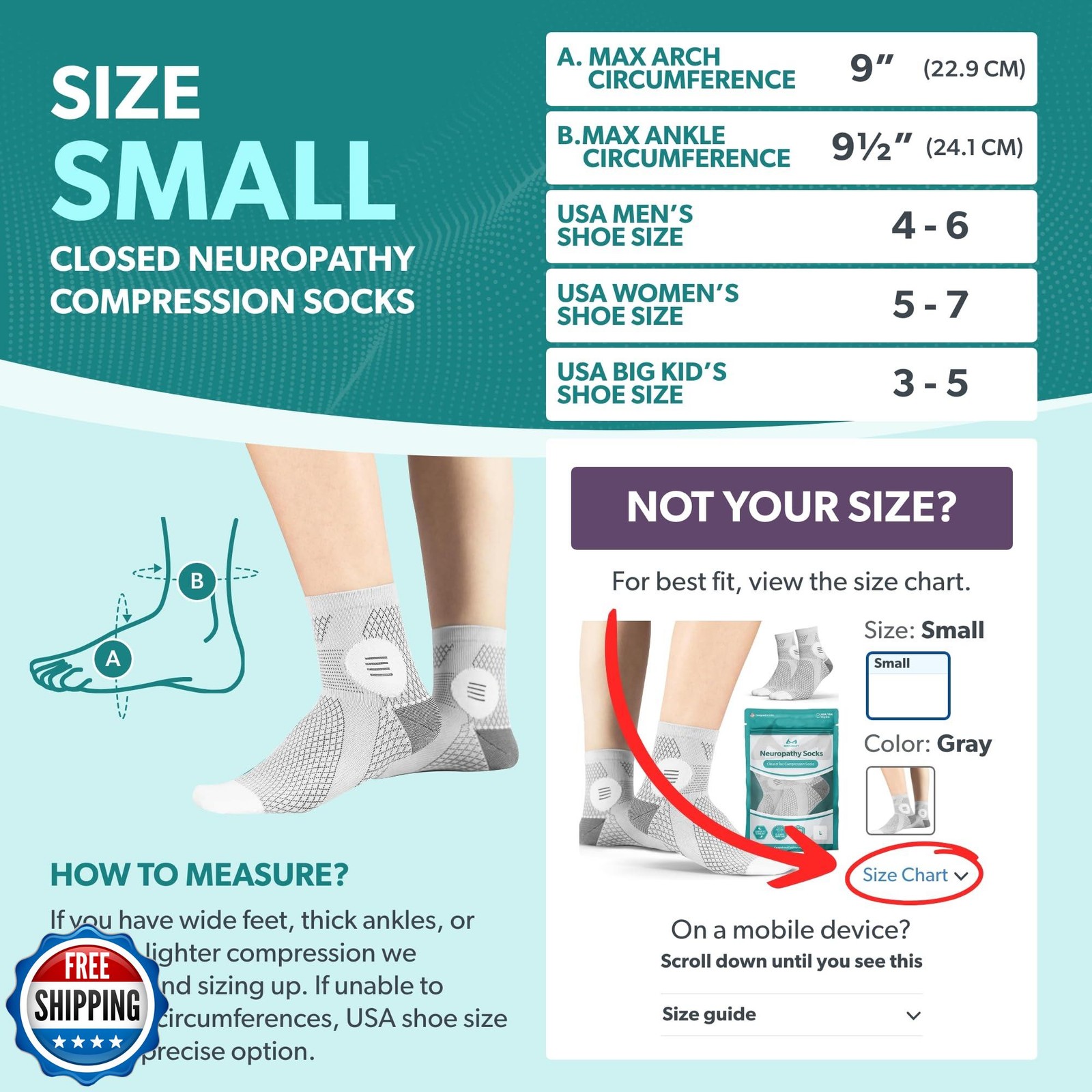 BraceAbility Closed Toe Neuropathy Socks – Diabetic Socks for Wom