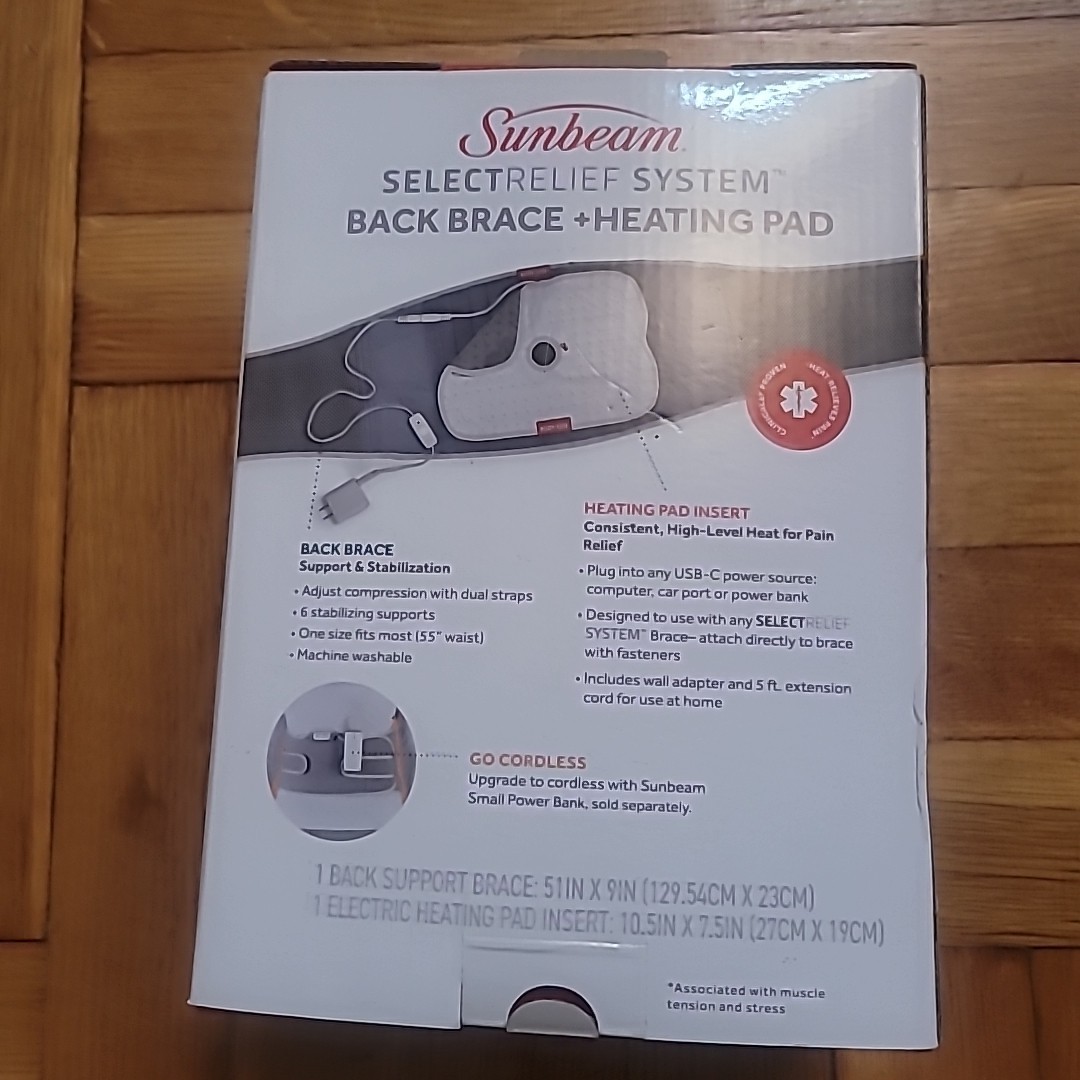 Sunbeam Back Brace Select Relief System Back Therapy Bundle