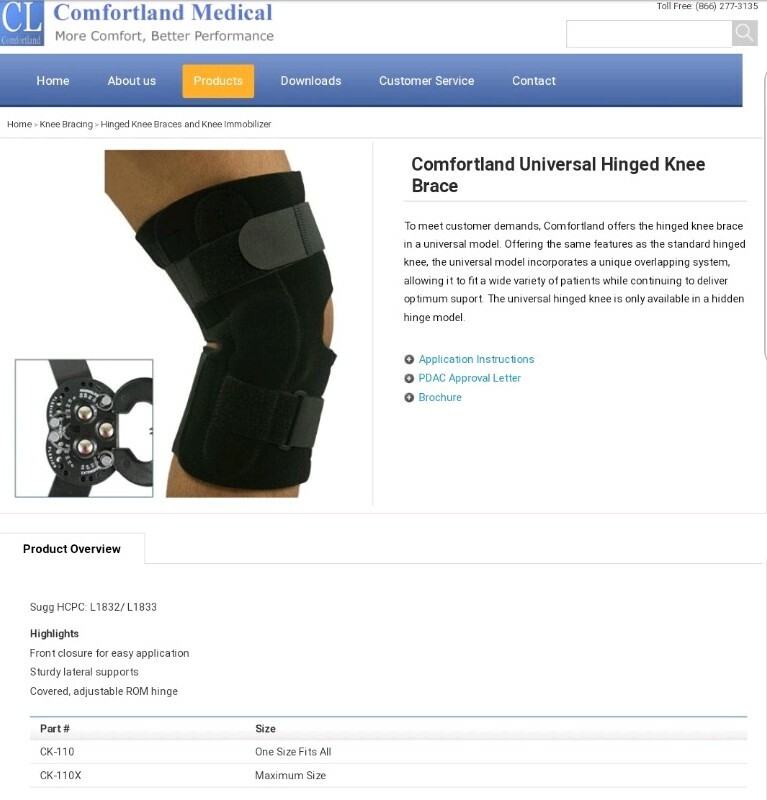 CL Comfortland Universal Hinged Knee Brace CK-110. NEW. SAVE $$ Normally $119.99