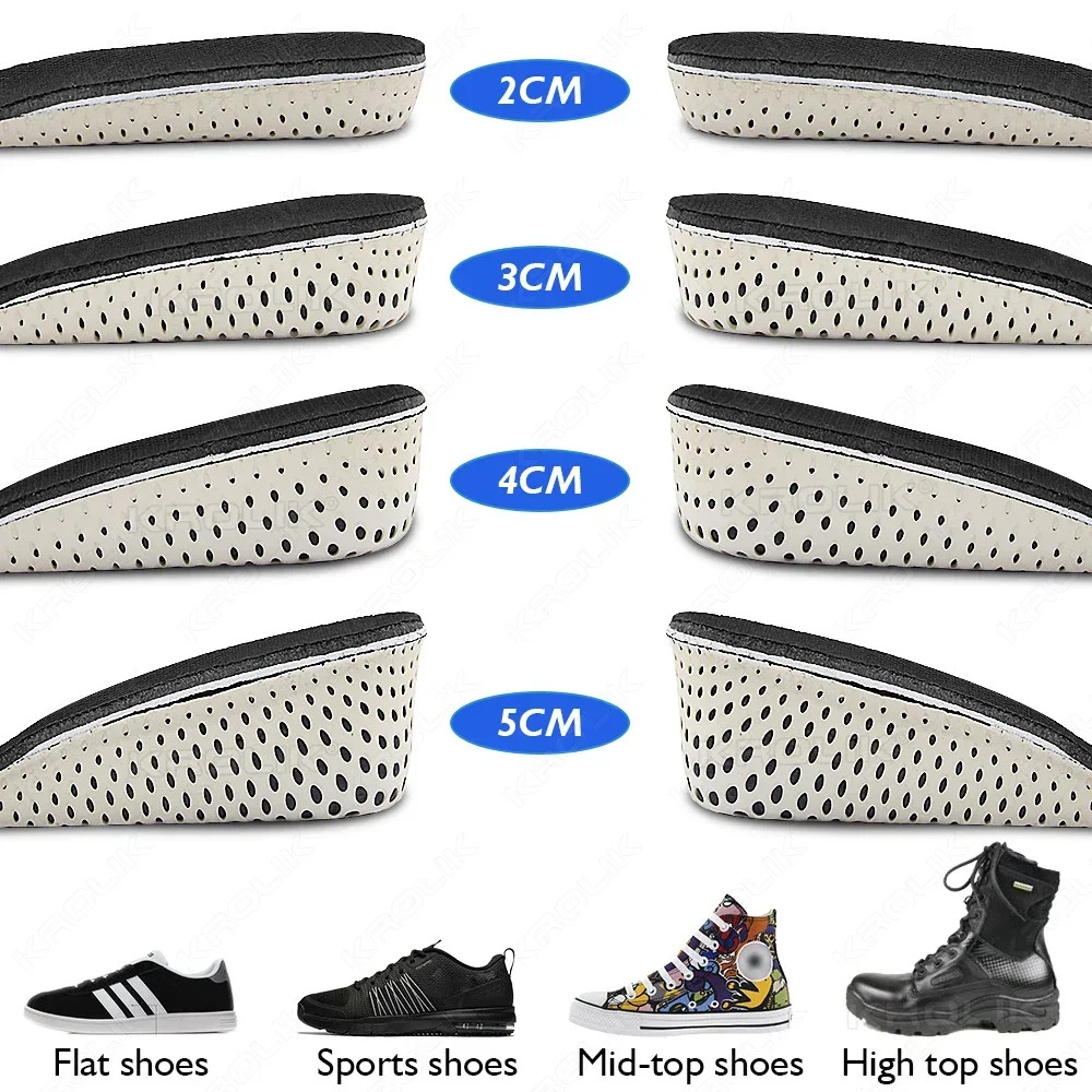 EVA Memory Foam Heel Lifting 2/3/4/5CM Taller Half Shoe Insoles Heel Insert Spor