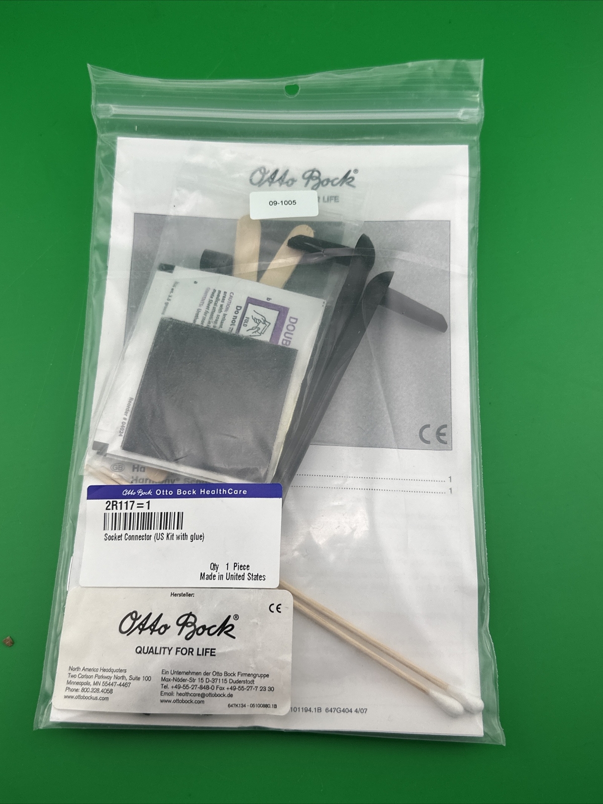 Ottobock Otto Bock 2R117=1 Socket Connector Kit With Glue. Prosthetic Valve Kit