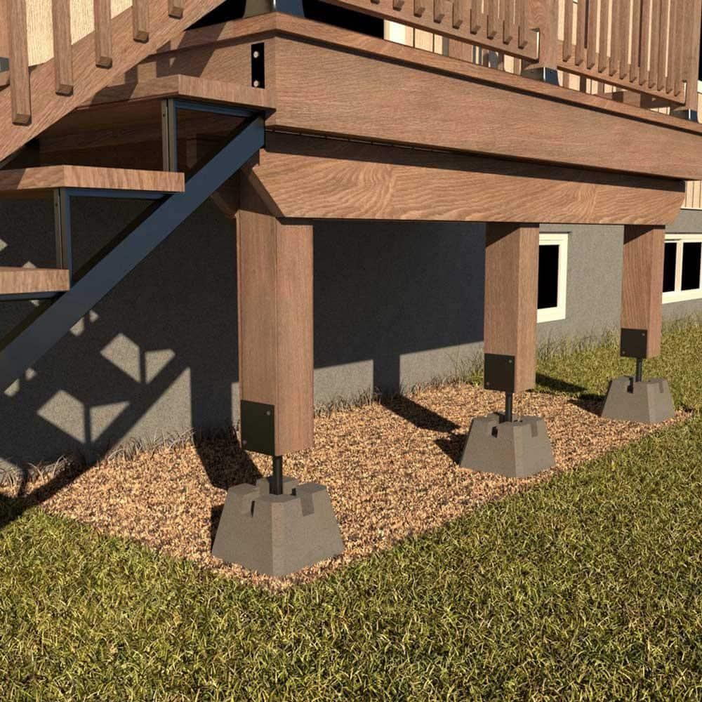 Deck Support Adjustable Post Base 6×6 Steel Rust Resistant Heavy Duty Black