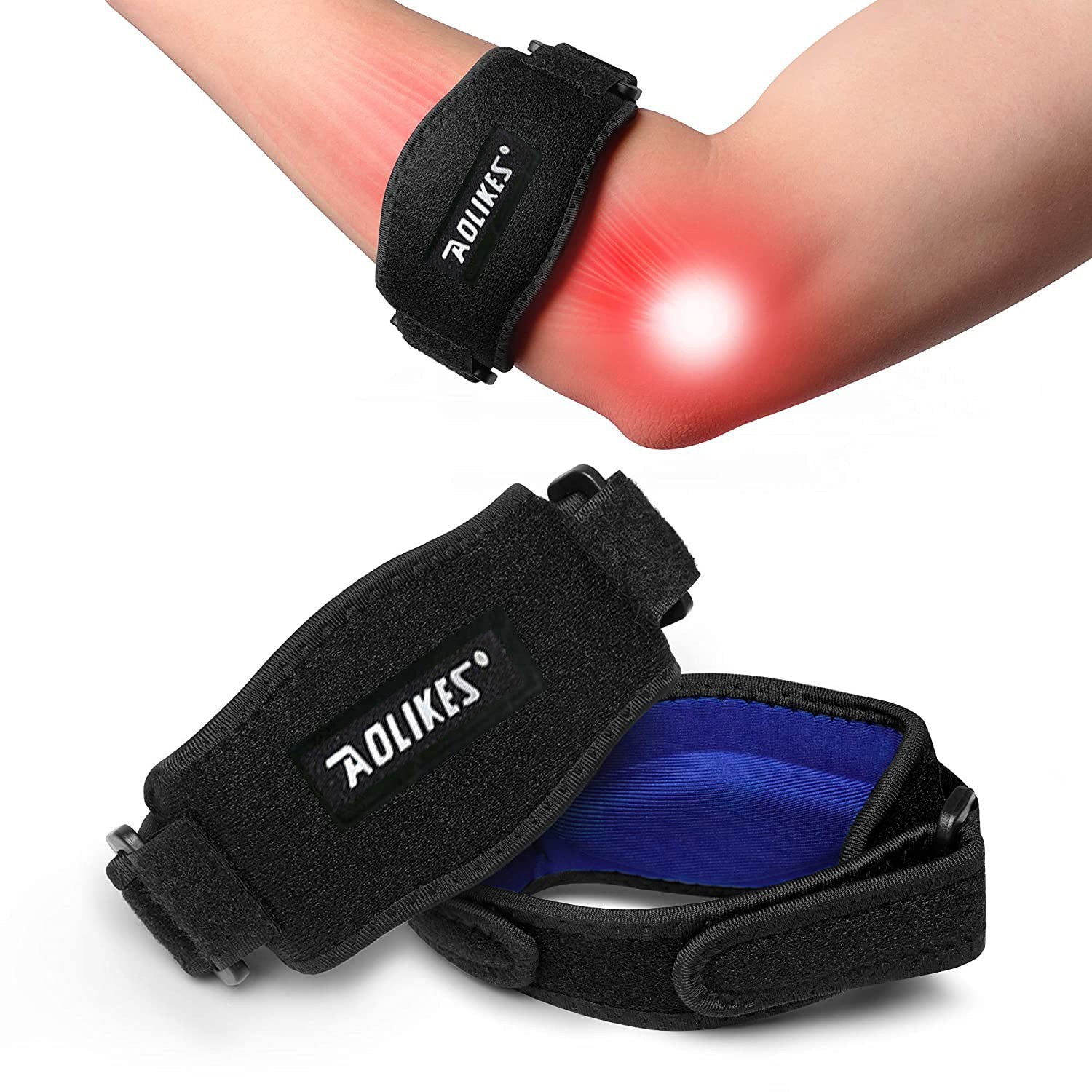 2 PACK Tennis Golf Elbow Brace Strap Black Strain & Sprain Injuries Pain Relief