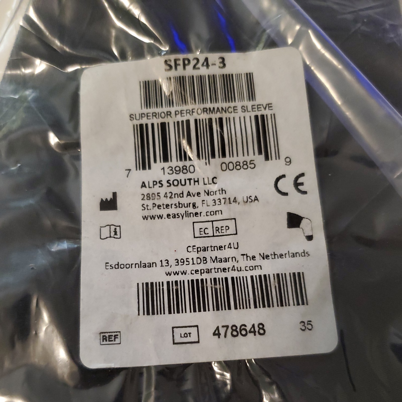 Alps Superior Performance Prosthetic Sleeve SFP24-3. 3mm Thickness. New. Size 24