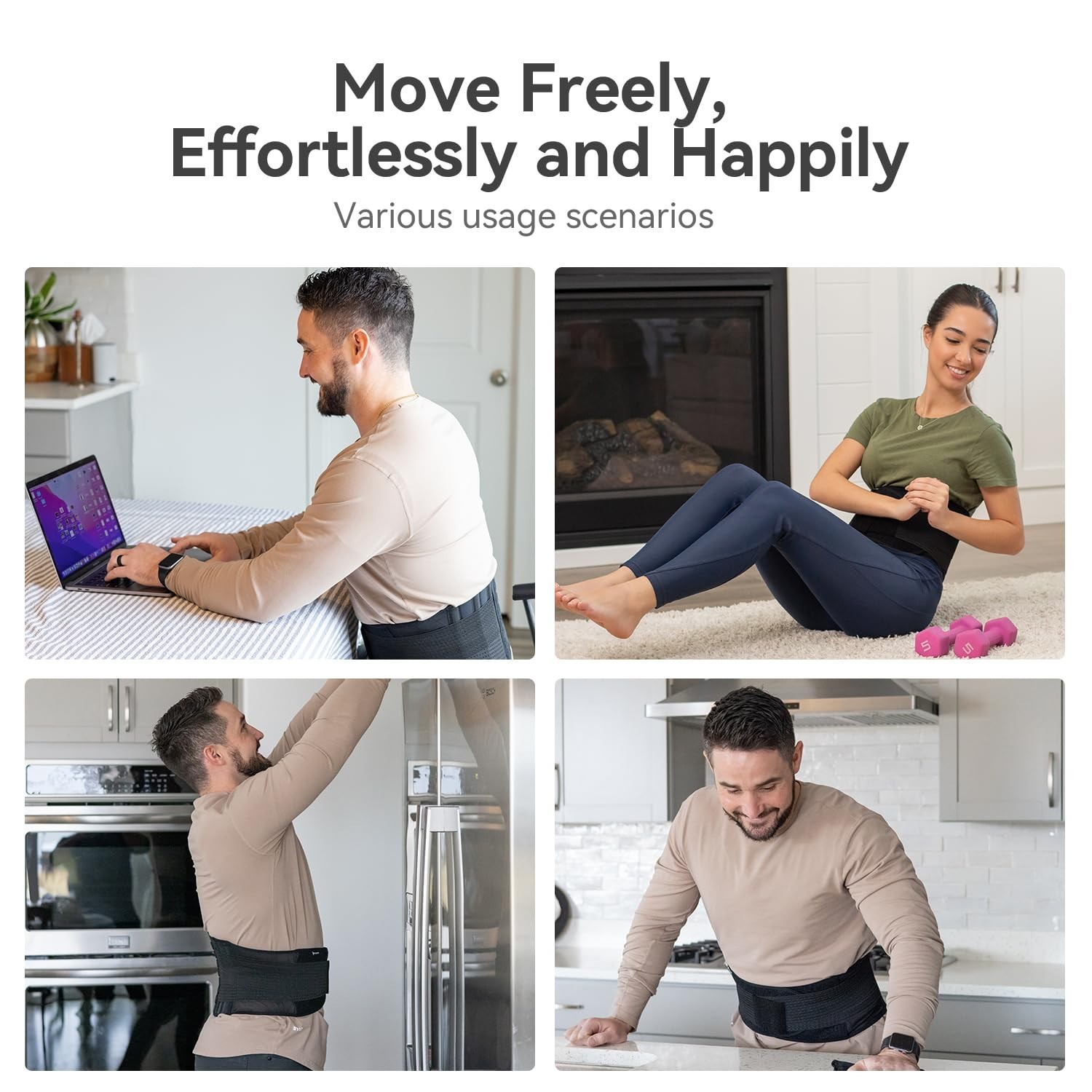 Copper-Infused Back Support Brace – Lightweight Lumbar Belt with 6 Supportive…