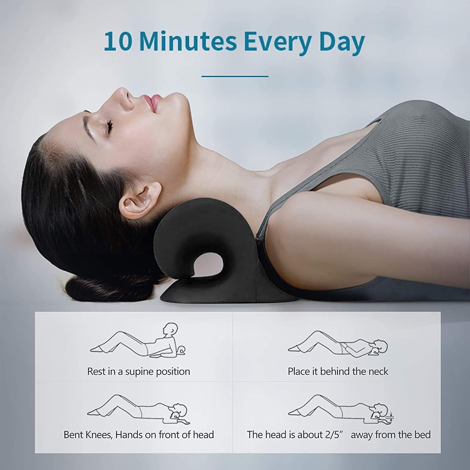 Portable Cervical Alignment Pillow – Memory Foam Neck Stretcher for TMJ Relief