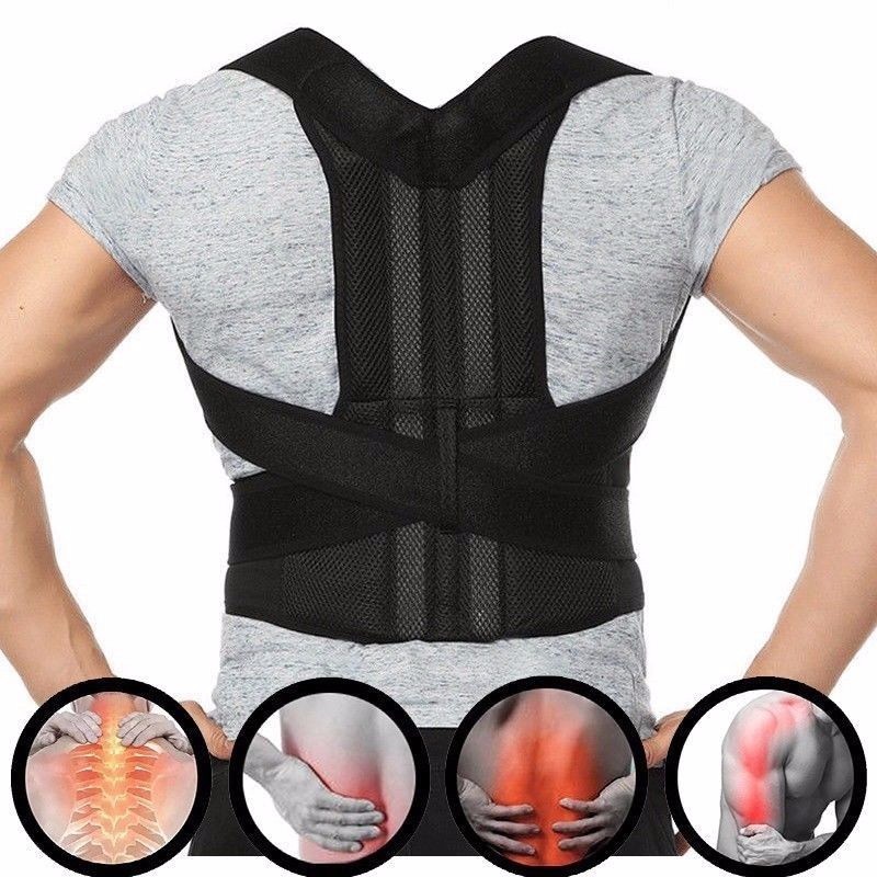 Man Woman Back Support Belt Posture Corrector Brace Lower Upper Back Pain Relief