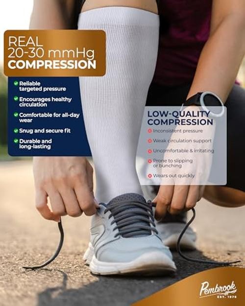 3 Pairs Copper Mens Compression Socks 20-30 mmHg, X-Large White – 3 Pairs