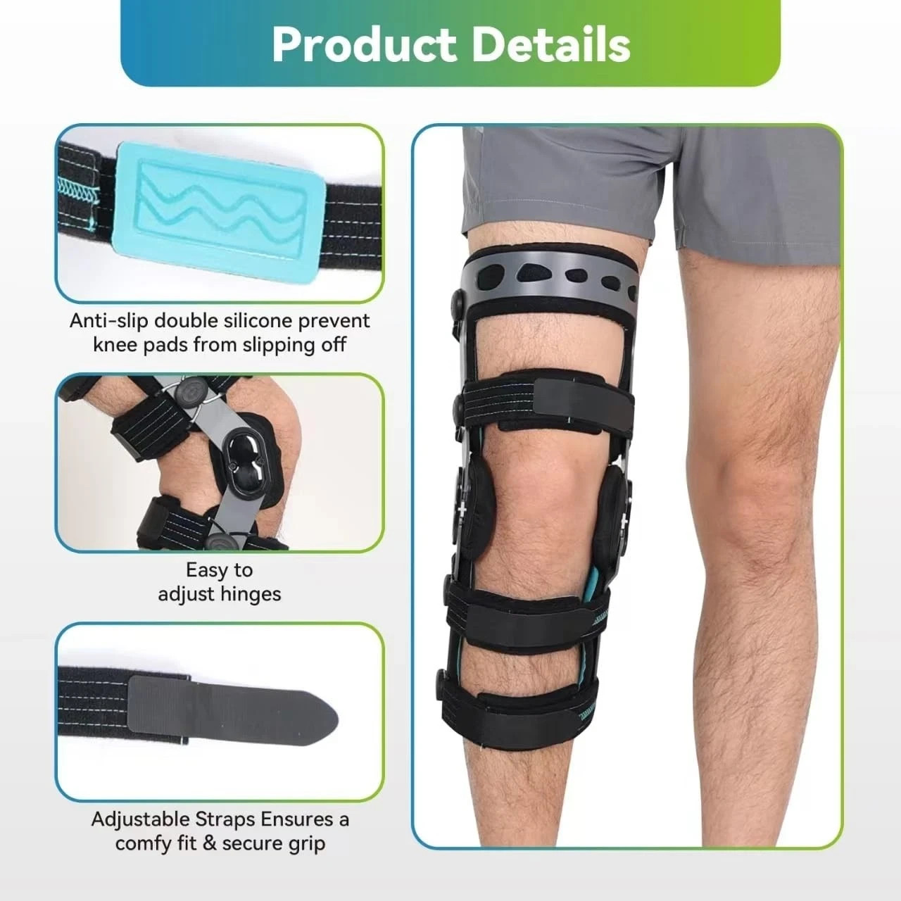 Orthopedic Hinged Knee Brace ACL MCL Injury Support Left Side Recovery Use