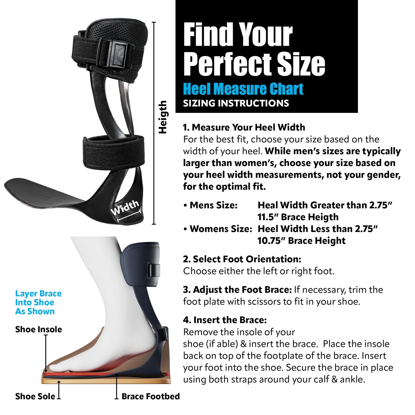 AFO S-Type – Drop Foot Stabilizer, Moldable, Trimmable, Lightweight Polyethylene