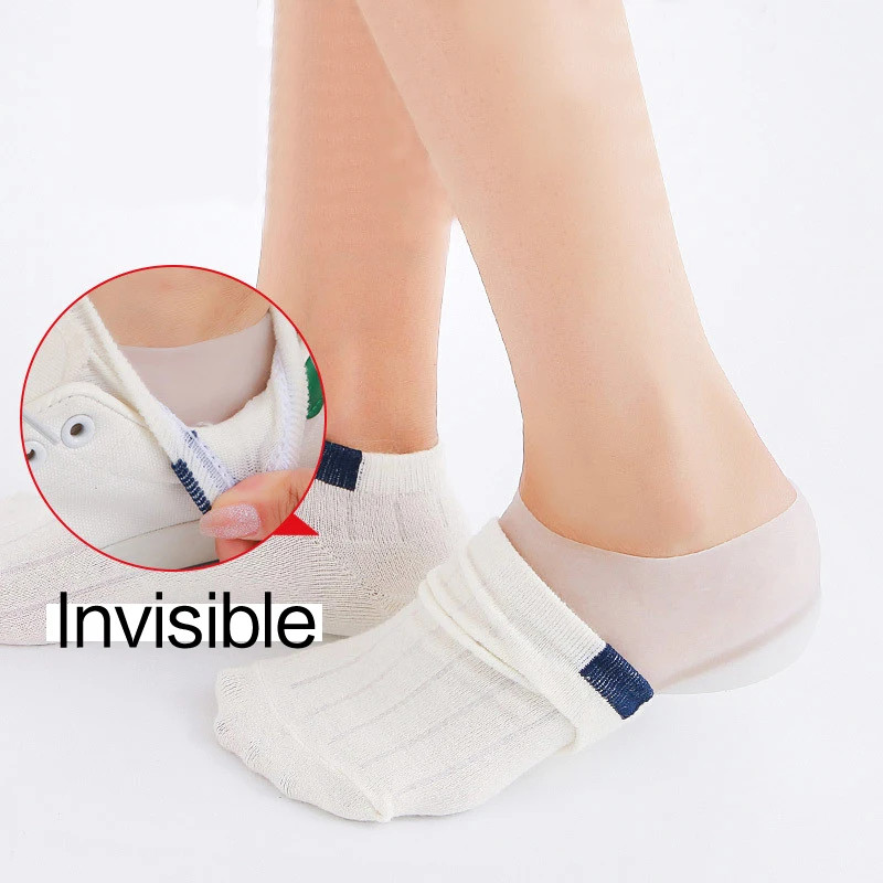 Invisible Height Increased Insole 1Pair Silicone Heel Socks for Women Men insole
