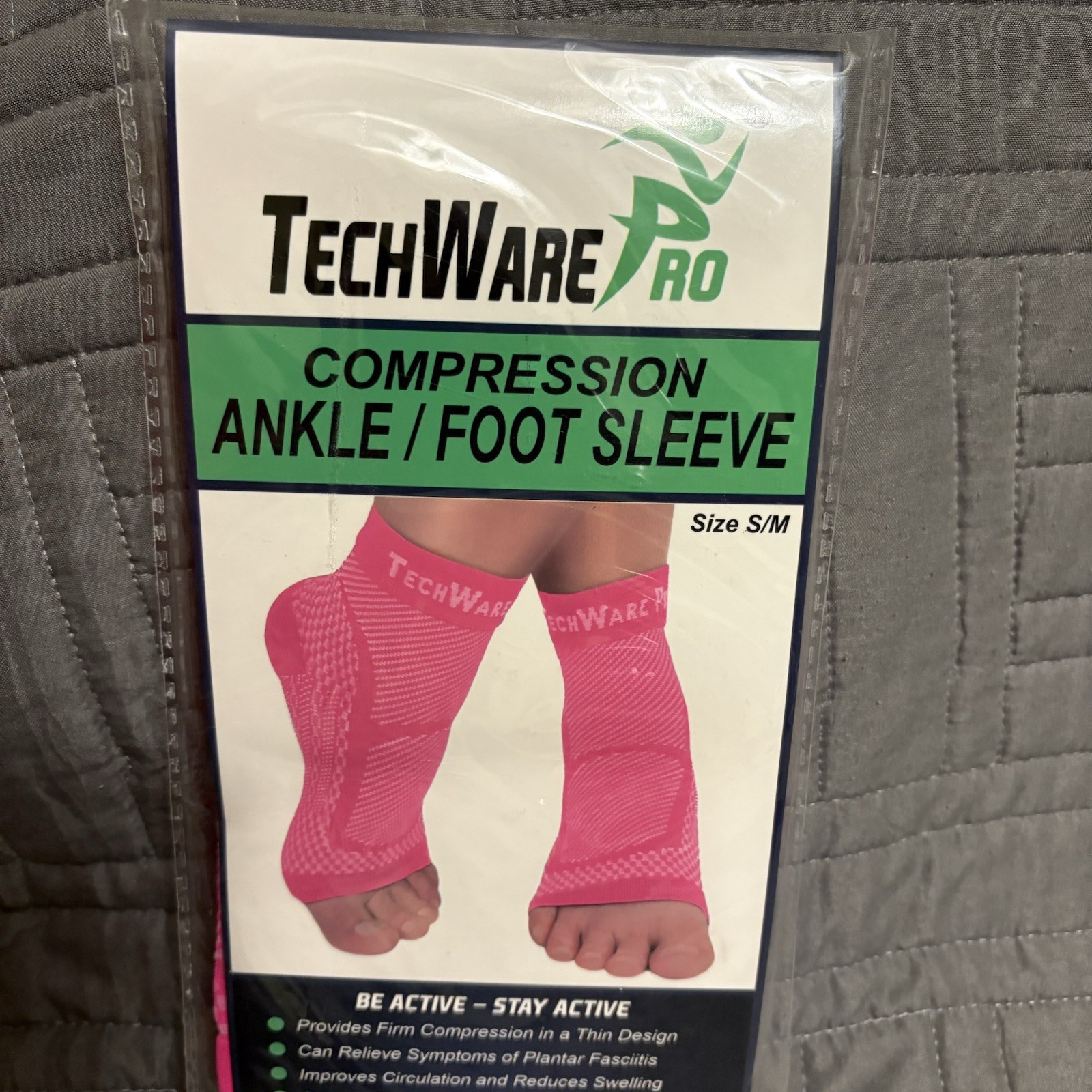 TechWare Pro Ankle Foot Brace Compression Sleeve Size S/M One Pair Bright Pink