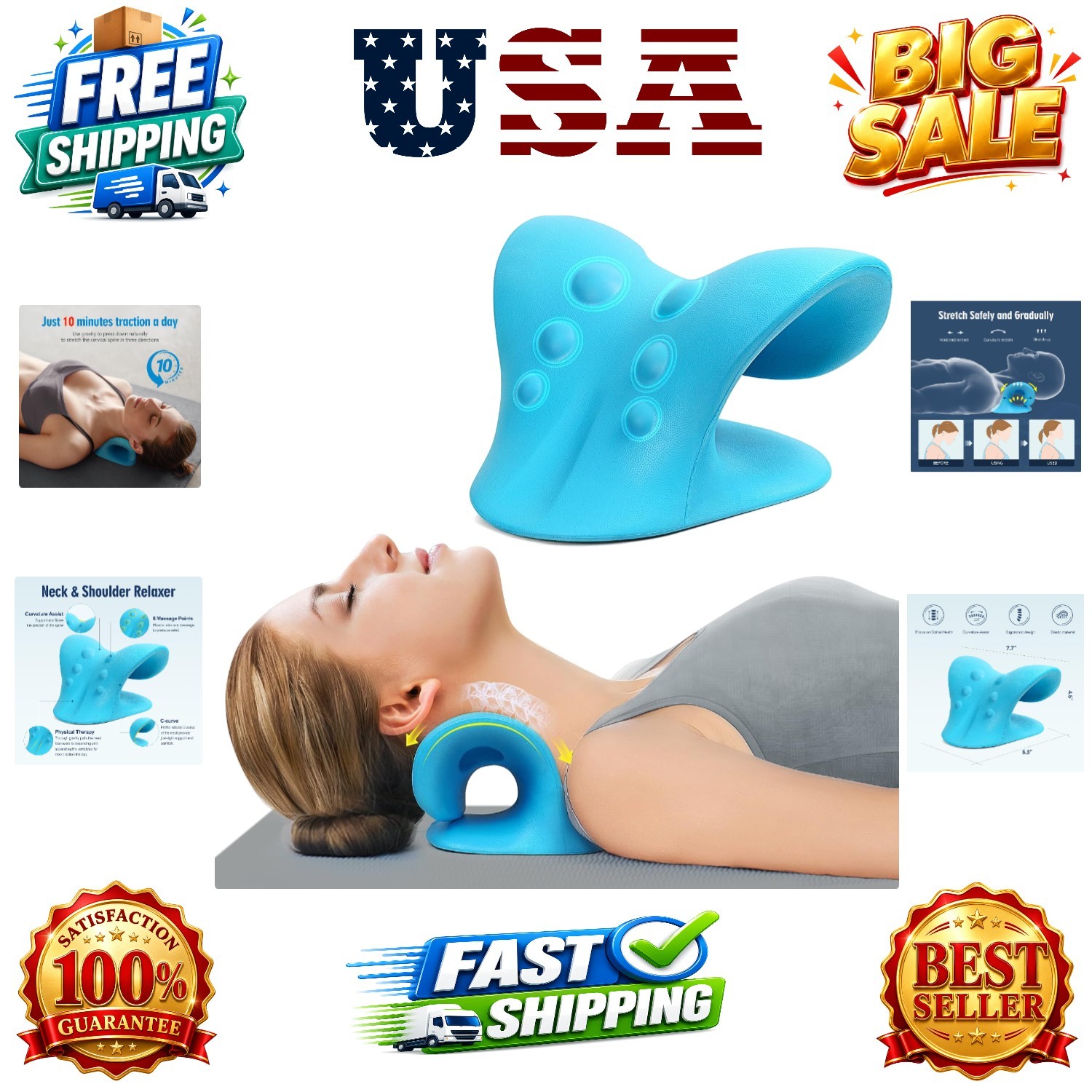 Neck Stretcher for Pain Relief, Neck and Shoulder Relaxer Cervical Traction D…