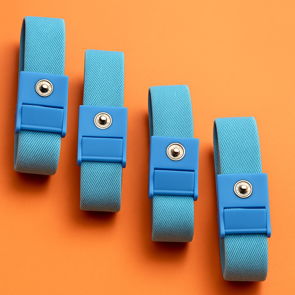 4Pcs Adjustable Conductive Wrist Straps with 4 Lead Wires, Compatible 2mm Pin