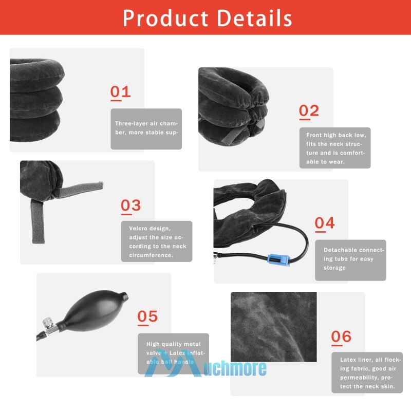 Cervical Neck Traction Inflatable Collar Brace Support Pain Relief Stretcher