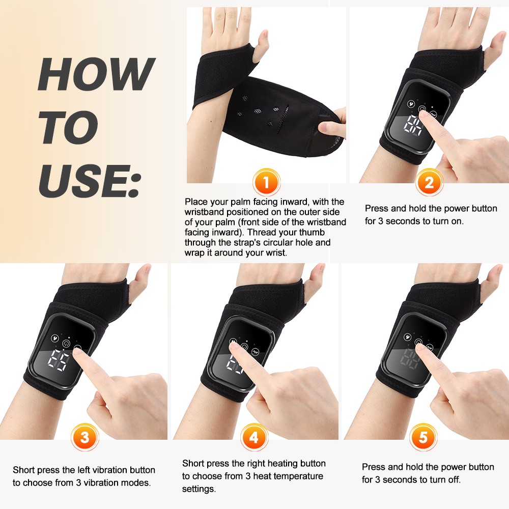 3 Vibration Modes Electric Wrist Massager Carpal Tunnel Arthritis Pain Relief US