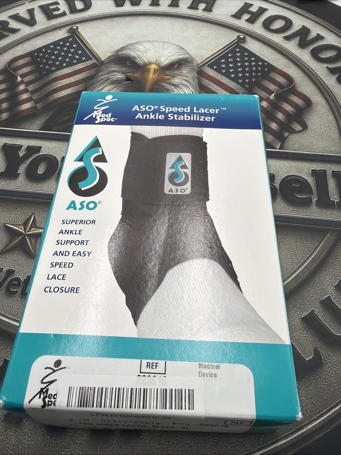 Med Spec ASO with Stays Ankle Stabilizer Brace Black “X-Large” New in Box