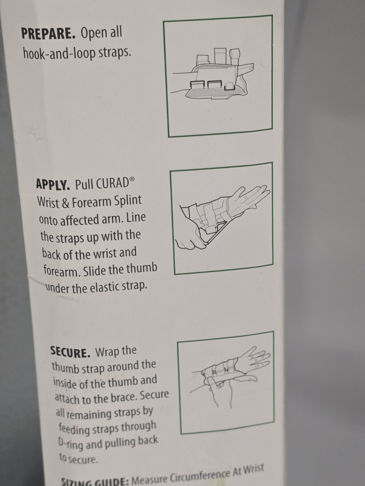 LEFT Wrist & Forearm Splint Abducted Thumb, LARGE – ORT18210LLD – Curad – NIB