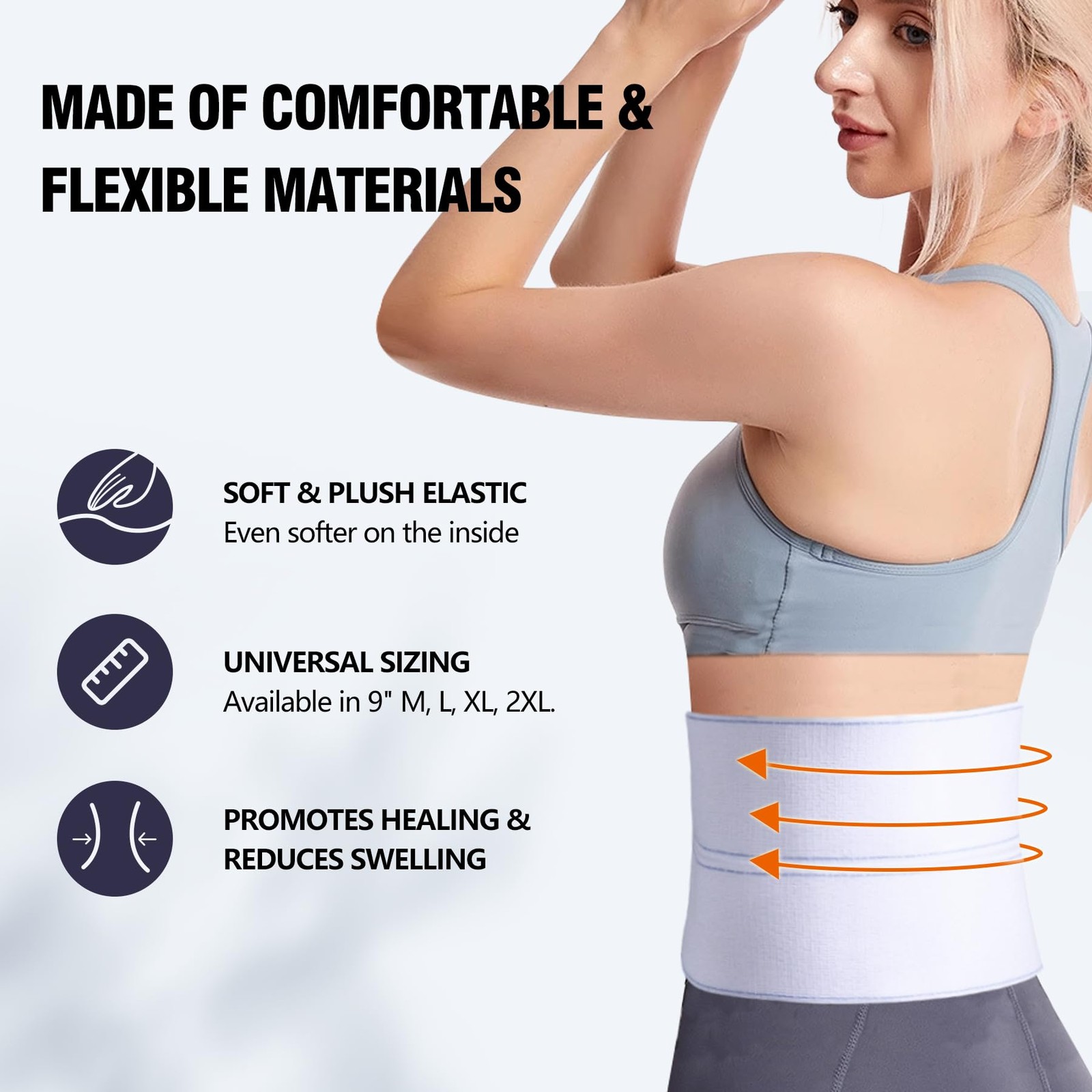 Elastic Universal Post Surgery Abdominal Binder Lower Waist Support Belt, Wid…