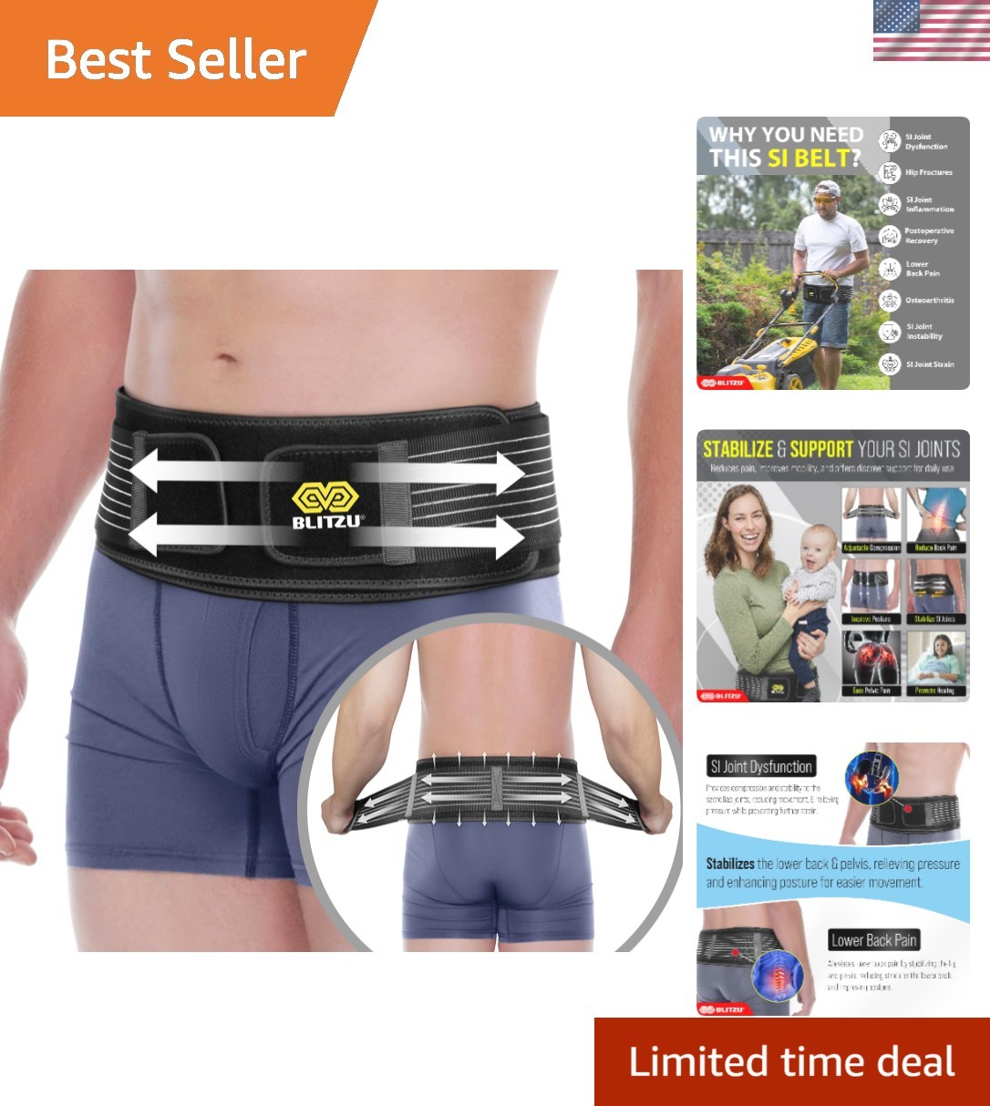 Ergonomic SI Joint Hip Belt for Optimal Comfort & Sciatica Relief – S-M Size