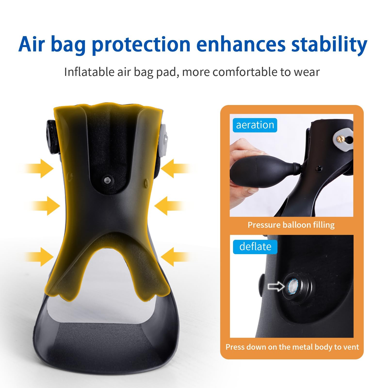 Laway Upgrade Inflatable AFO Foot Drop Brace – Ankle X-large, black