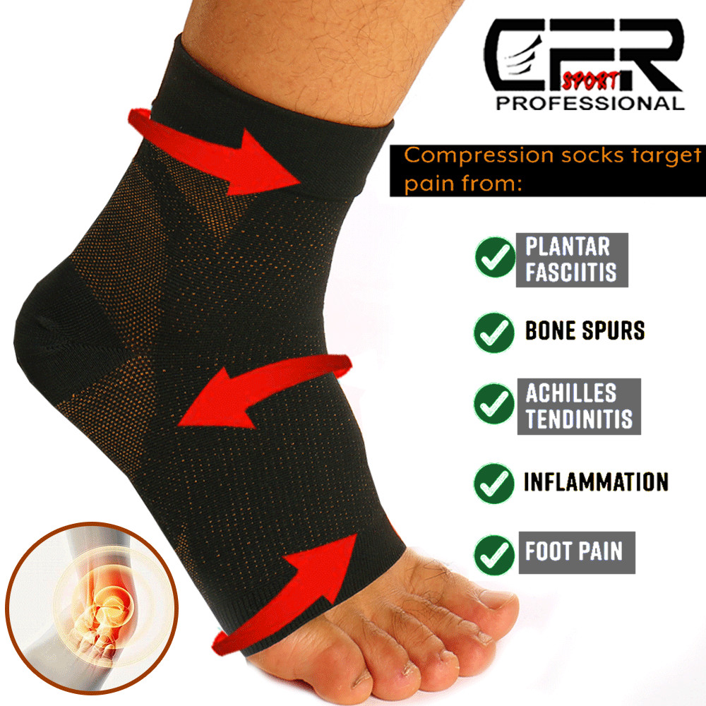 Copper Socks Anti Fatigue Compression Foot Heel Sleeve Support Brace Pain Relief