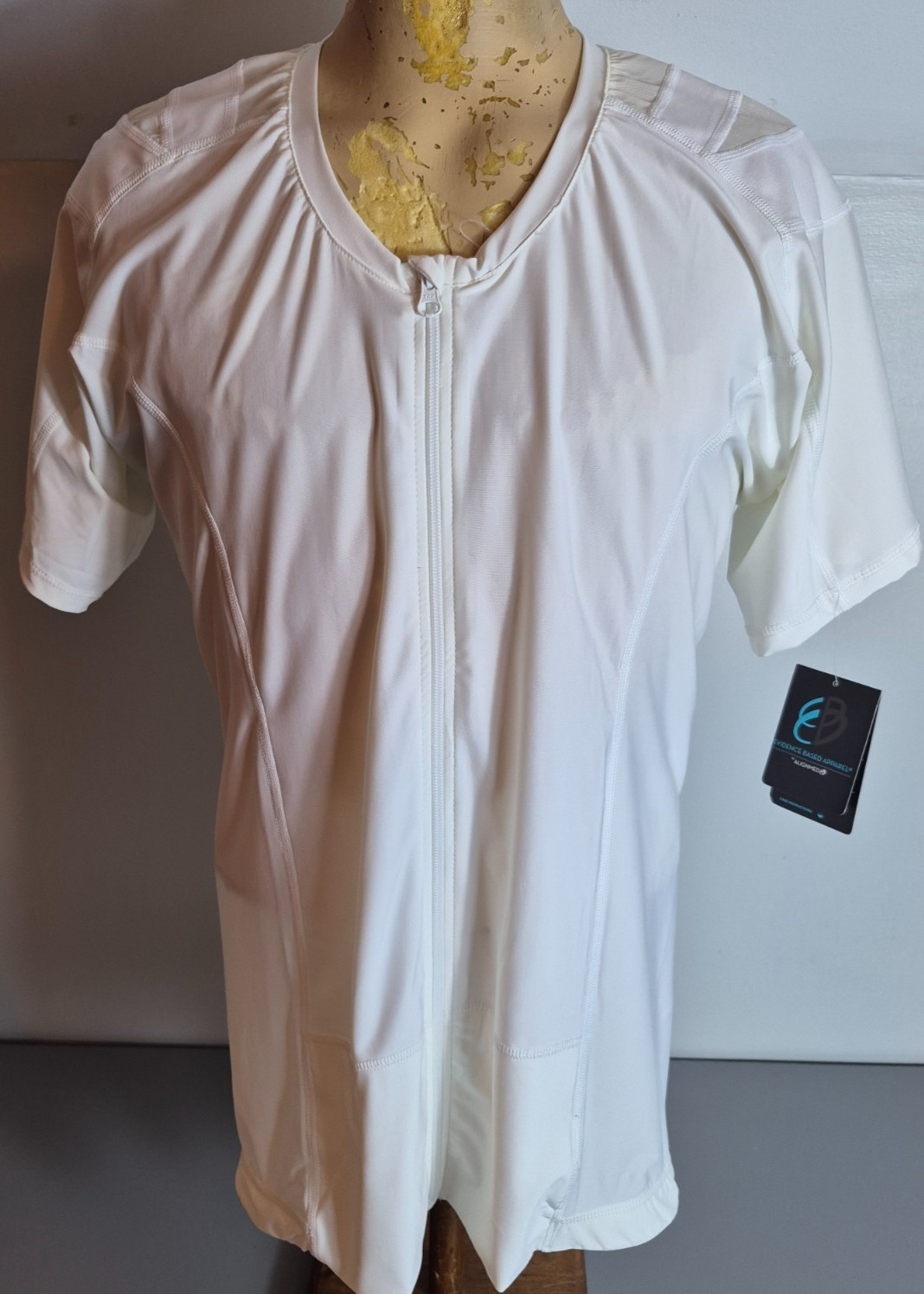 AlignMed Back Posture Fitness Shirt Mens XXL 2XL White Zip-Front NEW NWT