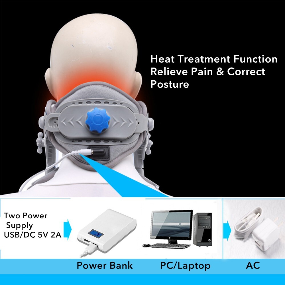 Electric Heated Cervical Collar Heating Neck Traction Brace Support Pain Relief