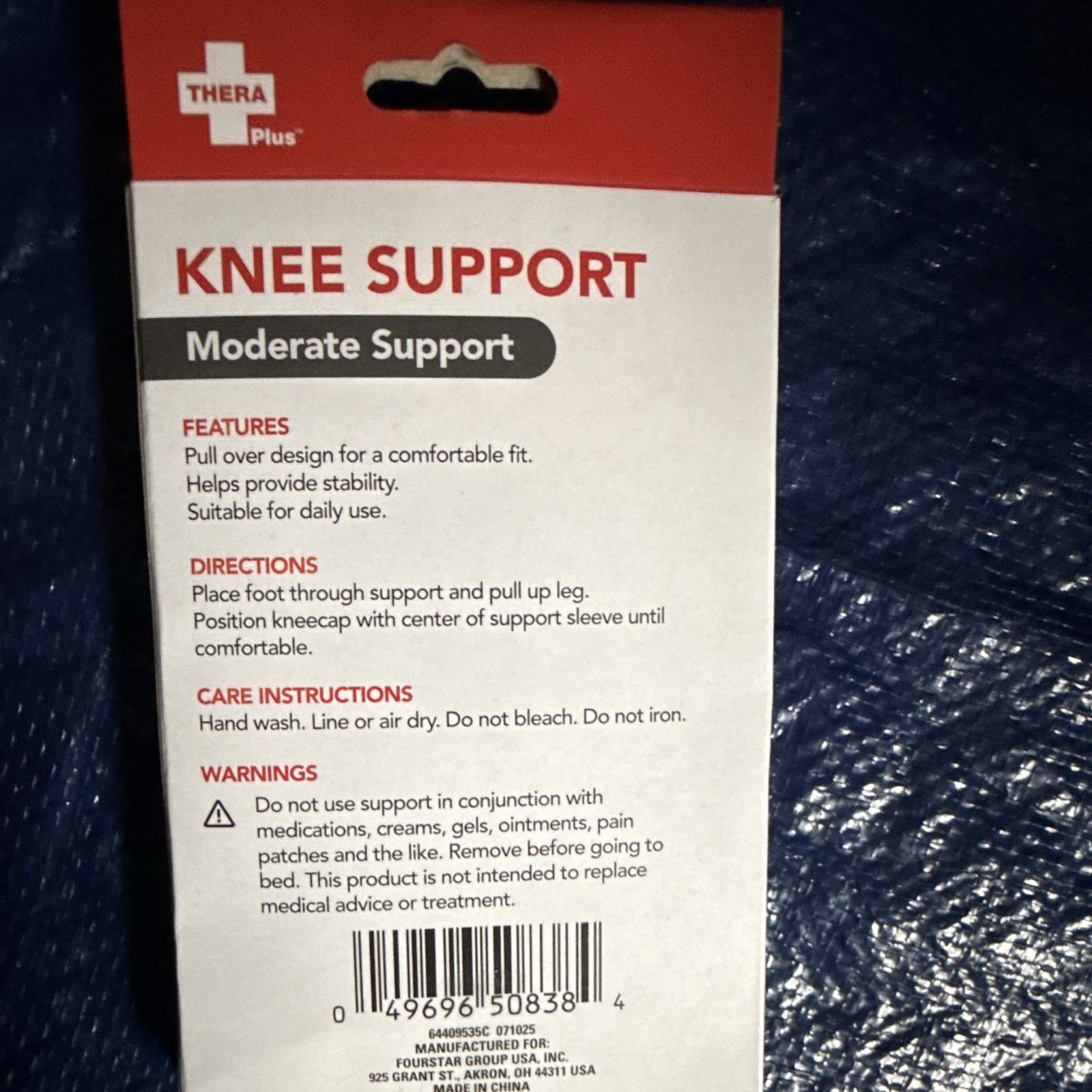 Thera Plus Moderate Support Knee Brace Pull Over Design Black Unisex