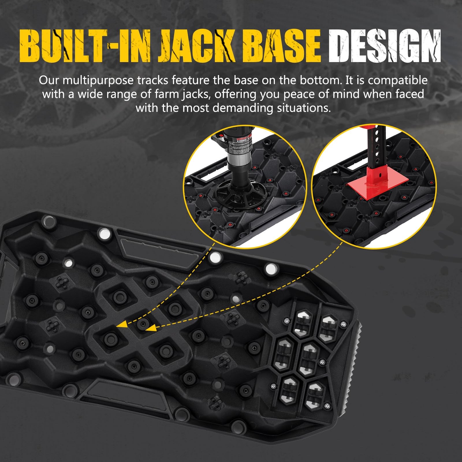 Offroad Traction Boards with Jack Base, Pair Portable Recovery Track Tire Tra…