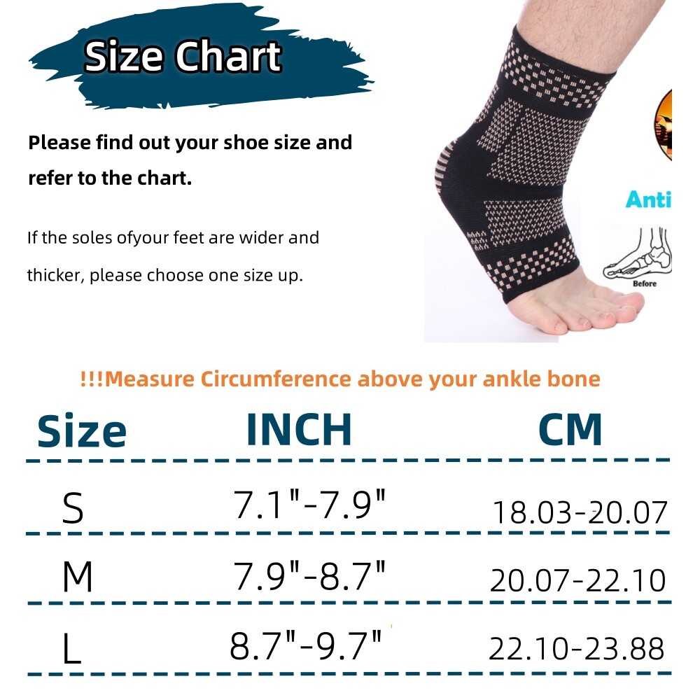 Copper Ankle Brace Achilles Tendon Support Wrap Sleeve Adjustable Tendinitis