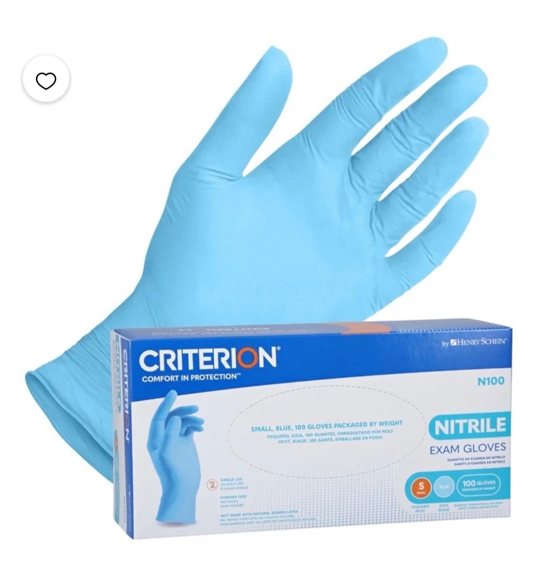 Henry Schein Criterion N100 Nitrile Gloves Small Blue Single Use Blue 200 Count