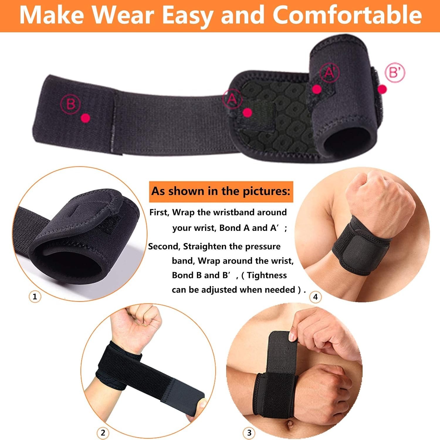 2 Pack Adjustable Wrist Brace Wraps for Pain Relief & Carpal Tunnel Support
