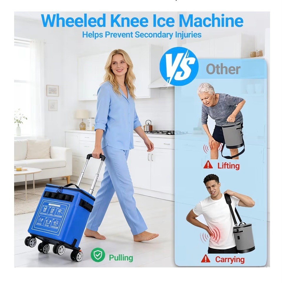 Wheeled Cold Therapy Machine 19 Quart Ice Water Circulation System Universal Pad