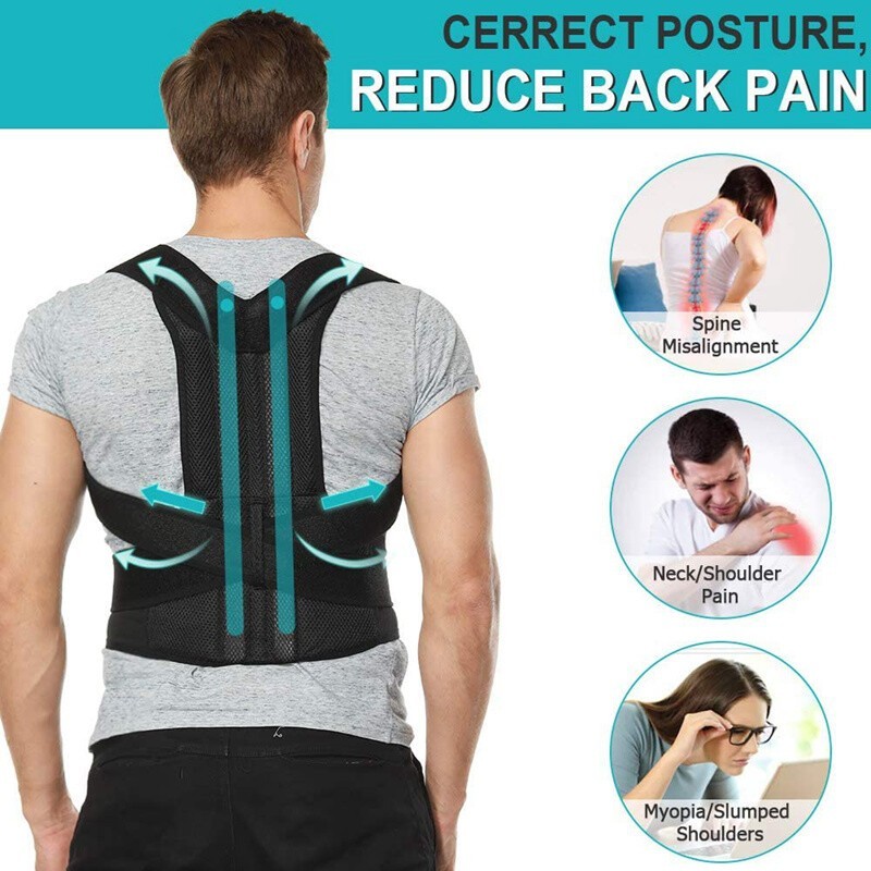 Reinforced Belt Lumbar Column Posture Corrector Vest Adjustable Back Support Str
