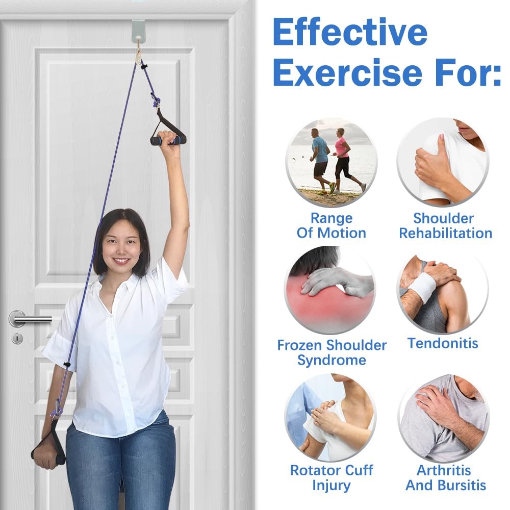 Shoulder Pulley for Physical Therapy, Pulleys Metal Bracket, Blue