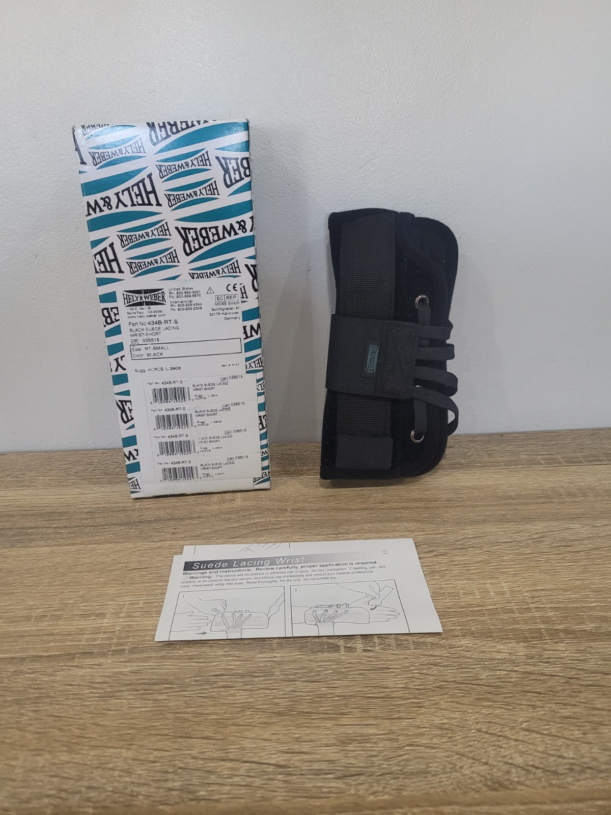 Hely & Weber Suede Lacing Wrist Orthosis Brace RIGHT Hand SMALL