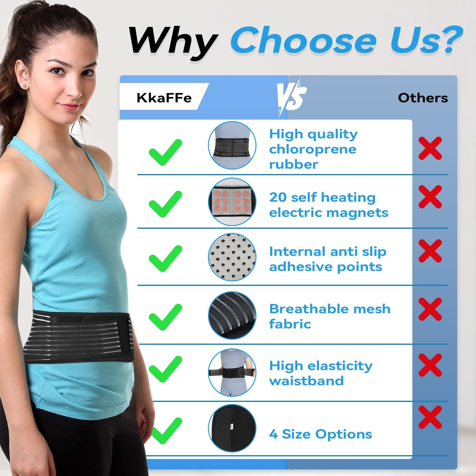 Back Support with Magnet, Tourmaline Back Braces for Lower Back Pain Relief