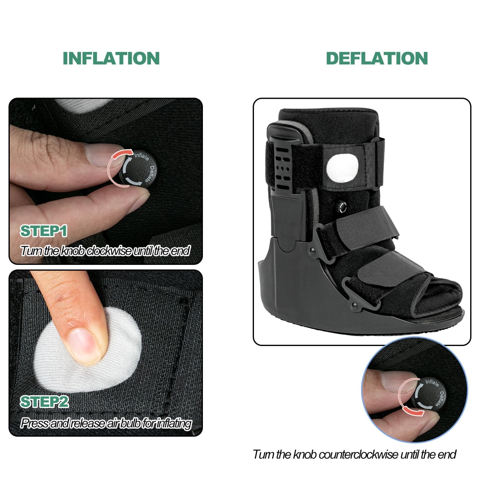 Fracture Walking Boot – Short Ankle Support for Injuries, Fits Left/Right Foot,