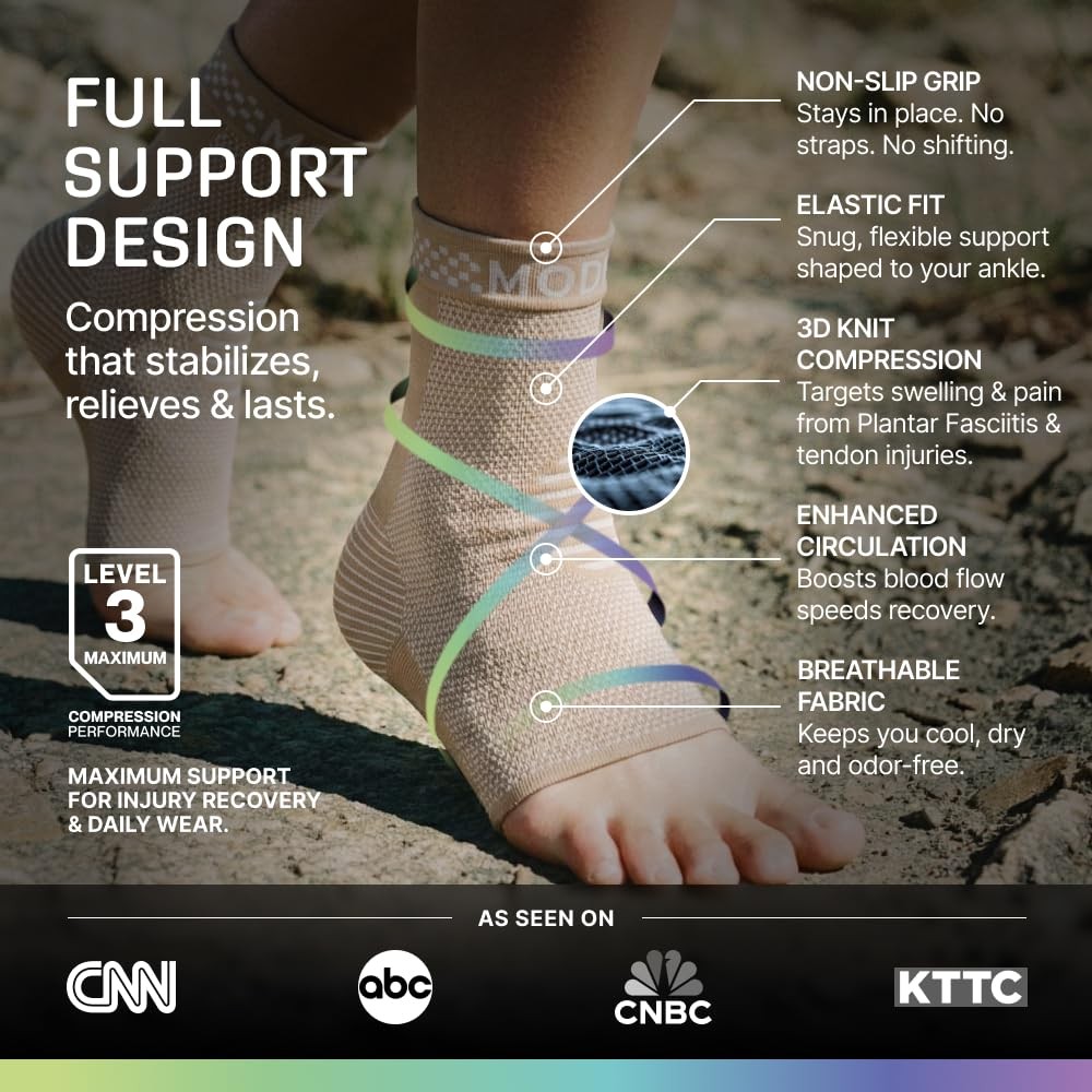 Modvel Foot & Ankle Brace Socks for Sprained X-Large, A Skin / Nude