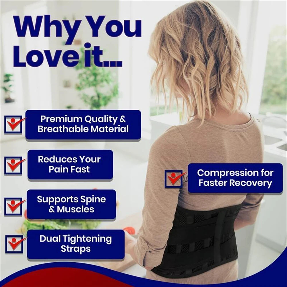 Adjustable Lower Back Brace Lumbar Support Waist Belt For Men Women Pain Relief