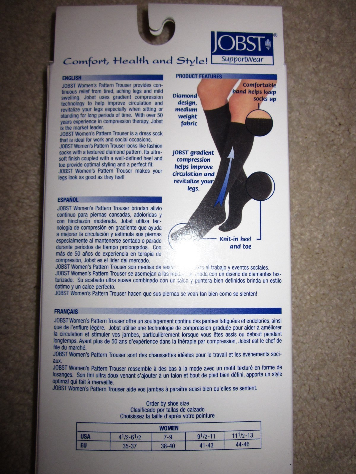Jobst – Women’s Pattern Trouser Over-the-Calf Knee High Small 8-15 mmHg Sand
