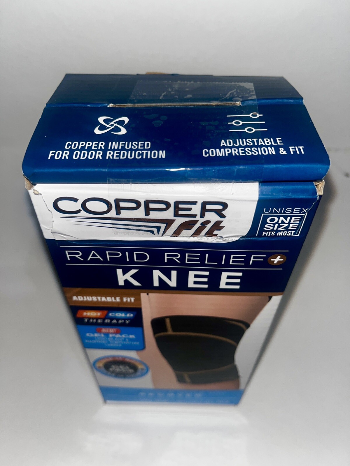Copper Fit Rapid Relief Knee Compression Hot Cold Therapy Adjustable Wrap Black