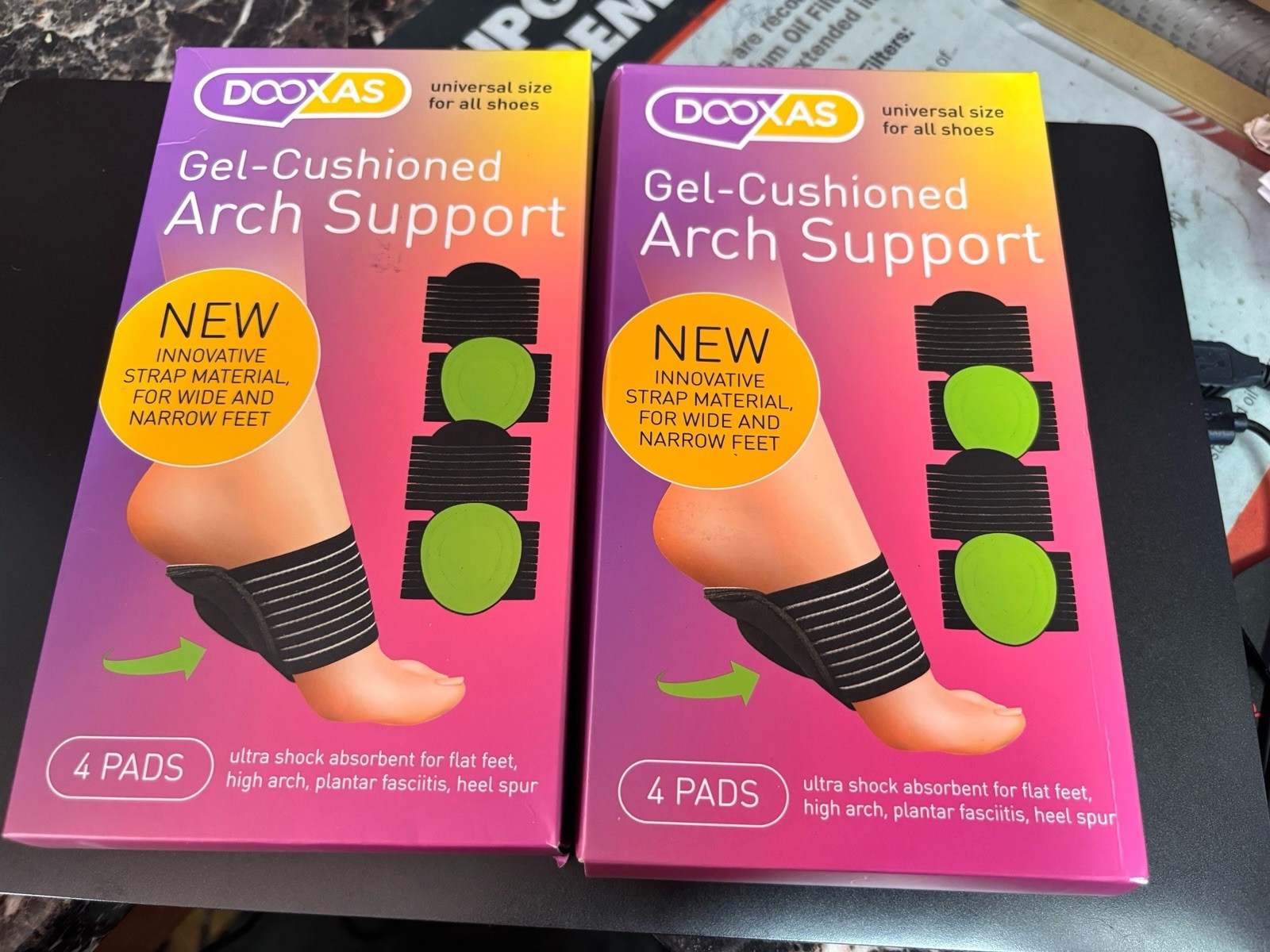 Lot 2 Dooxas Gel Arch Support Sleeves Pads Plantar Fasciitis Foot Cushion M/L Nw