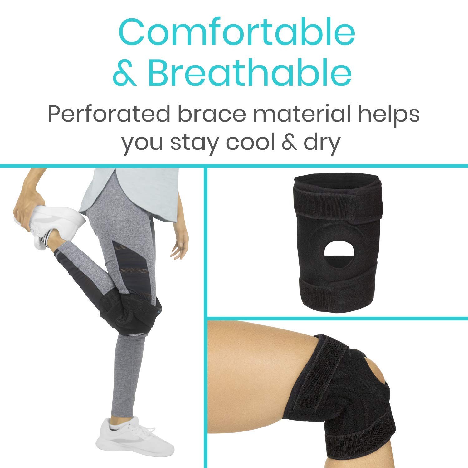 Vive Hinged Knee Brace with Side Stabilizers – Stabilizing Support with Open