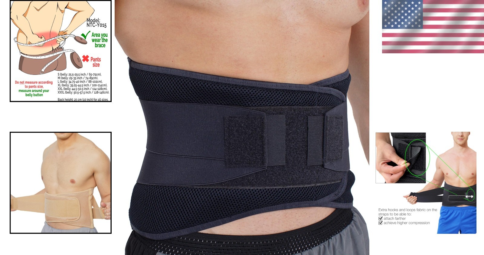 Lumbar Compression Belt – Adjustable Wide Back Brace for Posture & Pain Relief L
