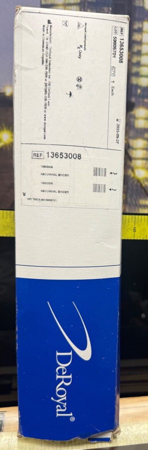 De Royal Abdominal Binder 12″ Large 63″-74″ Latex-Free (New) – Shelf Damaged Box