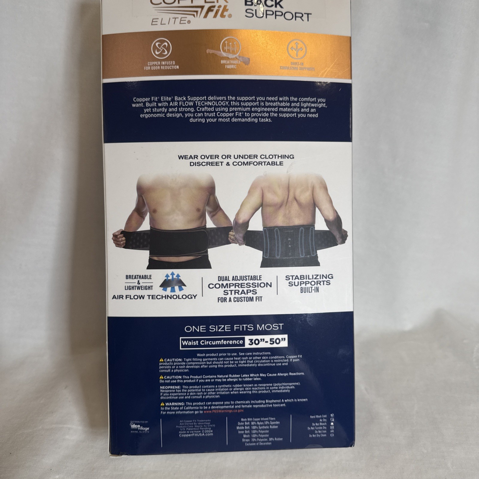 Copper Fit Elite Back Support With Air Flow Back Brace- 30”-50” Waist Open Box