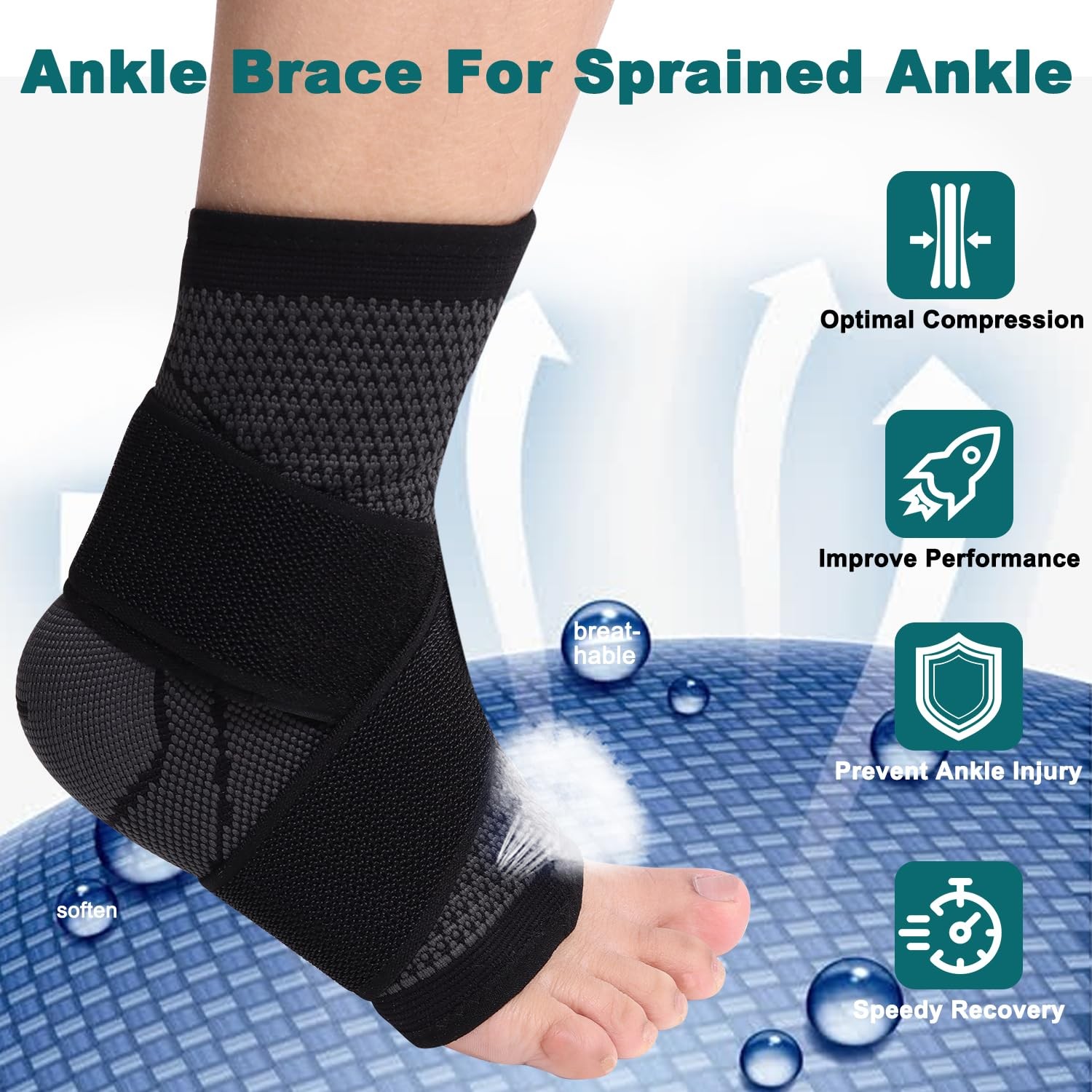 Ankle Foot Brace Compression Sleeve Support Strap Heel Wrap for Men Women