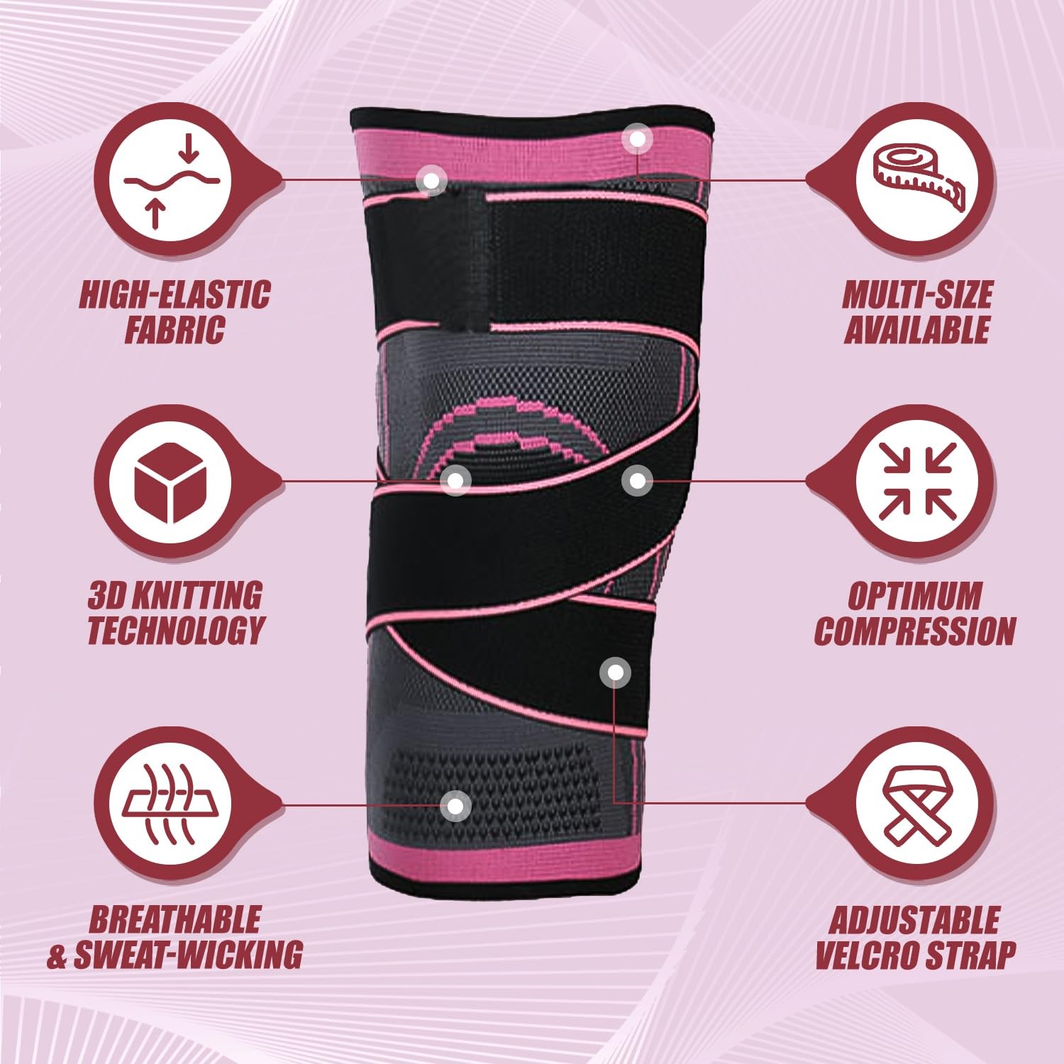 Knee Compression Sleeve with Strap, 1 Pack High Stretch Knee Sleeve Knee Supp…